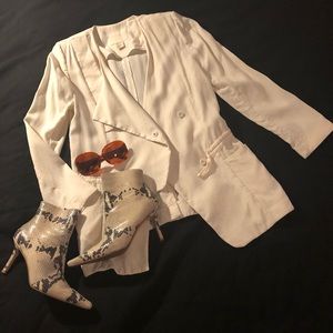 Cream Asymmetric Soft  Flowy Blazer / Jacket